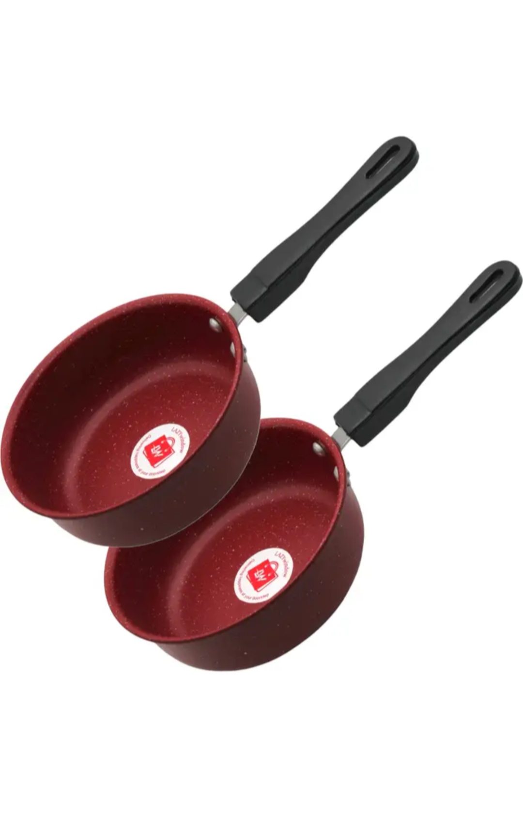 Oplus_131072 Premium 2 Pcs Non-Stick Saucepan Set | Red Granite Coating | Heat Resistant Handle | Easy Clean Cookware - Image 1