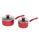 Premium 2 Pcs Non-Stick Saucepan Set | Red Granite Coating | Heat Resistant Handle | Easy Clean Cookware - Image 2