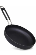Non-Stick Black Frying Pan with Folding Wire Handle (Space-Saving Camping/Kitchen Skillet)