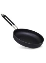 Non-Stick Black Frying Pan with Folding Wire Handle (Space-Saving Camping/Kitchen Skillet) - Image 2