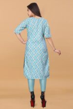"Mustard Yellow Rayon Straight Kurti with Floral Embroidered Placket – Ethnic Wear for Women" - Image 4