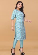 "Mustard Yellow Rayon Straight Kurti with Floral Embroidered Placket – Ethnic Wear for Women" - Image 2