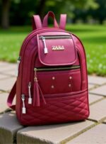 Stylish Red Leather Designer Backpack for Women (Zipper Pocket, Tassel & Multi-Compartment) - Image 3