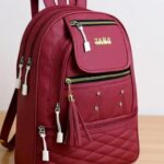 Stylish Red Leather Designer Backpack for Women (Zipper Pocket, Tassel & Multi-Compartment)