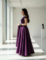 Elegant Purple Party Wear Long Gown for Women (Designer Stylish Dress) - Image 2