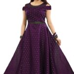 Elegant Purple Party Wear Long Gown for Women (Designer Stylish Dress)