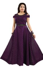 Elegant Purple Party Wear Long Gown for Women (Designer Stylish Dress)