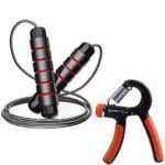Adjustable Speed Skipping Rope with Foam Handle + Hand Grip Strengthener
