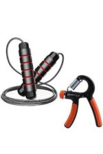 Adjustable Speed Skipping Rope with Foam Handle + Hand Grip Strengthener