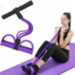 Pedal Resistance Band Sit-Up Exerciser – Full Body Workout Fitness Tummy Trimmer with Foot Pedals & Foam Handles