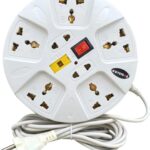 Round 6–8 Socket Multi Plug Extension Board with Switch, Fuse & Long Wire