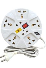 Round 6–8 Socket Multi Plug Extension Board with Switch, Fuse & Long Wire