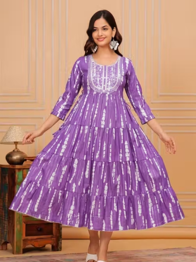 Oplus_131072 Women Purple Floral Printed Kurti Pant Set with Dupatta (Full Sleeve) - Image 1